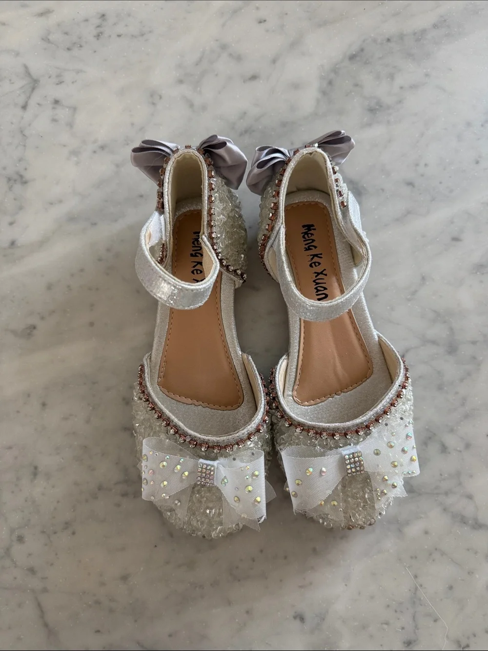 Girls' White Pearl Bow Dress Shoes